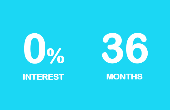 zero interest 36 months installment payment plan